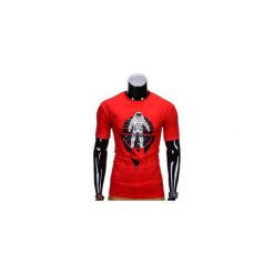 T-shirty męskie: T-SHIRT MĘSKI Z NADRUKIEM S815 – CZERWONY