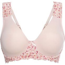 Biustonosz na fiszbinach bonprix jasnoróżowo-kolorowy. Brązowe biustonosze bonprix, w koronkowe wzory, z koronki. Za 64,99 zł.