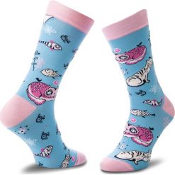 Skarpety Wysokie Unisex CUP OF SOX - Głodne Mruki F Kolorowy Niebieski. Niebieskie skarpetki damskie marki Cup of sox, bez wzorów, z elastanu. Za 24,00 zł.