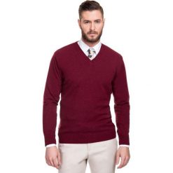Sweter FABRIZIO SWAR000114. Czerwone swetry męskie Giacomo Conti, na zimę, m, bez wzorów, z wiskozy, z dekoltem w serek, bez kaptura. Za 229,00 zł.
