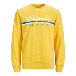 Jack&Jones Męska bluza Jorretro Cali Sweat Crew Neck Yol Yellow Reg (rozmiar M). Żółte bluzy męskie Jack&Jones, m, bez wzorów, bez kołnierzyka, bez rękawów, bez kaptura. W wyprzedaży za 109,00 zł.