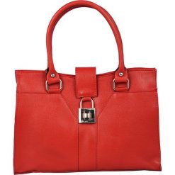 Torebki klasyczne damskie: Skórzana torebka w kolorze czerwonym – 32 x 22 x 10 cm