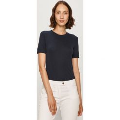 Marc O'Polo - T-shirt. Niebieskie topy damskie Marc O'Polo, s, bez wzorów, z bawełny, z okrągłym kołnierzem. W wyprzedaży za 179,90 zł.