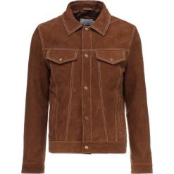 Topman TAN SUEDE WESTERN Kurtka skórzana tan. Brązowe kurtki męskie bomber Topman, m, z materiału. Za 819,00 zł.