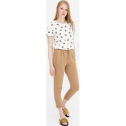 Koszulka z krótkim rękawem w jeże. Białe koszulki damskie Pull&Bear, bez wzorów, bez kołnierzyka. Za 29,90 zł.