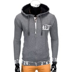 Bejsbolówki męskie: BLUZA MĘSKA ROZPINANA Z KAPTUREM B758 - GRAFITOWA