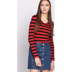 Swetry damskie: Czarno-Czerwony Sweter Crazy Stripes