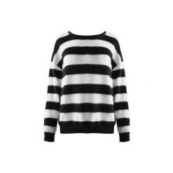 Sweterek Stripe Limited. Czarne swetry damskie marki Elevenstory, bez wzorów, z elastanu, bez rękawów, bez kaptura. Za 180,00 zł.