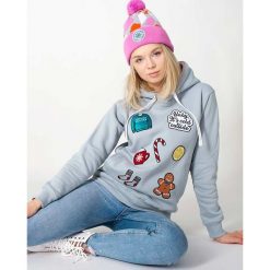 Szara bluza z kapturem Baby it. Szare bluzy damskie ŁAP NAS, na zimę, z nadrukiem, bez rękawów, z kapturem. Za 169,00 zł.