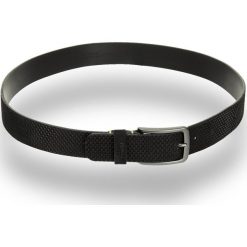 Czarny skórzany pasek we wzór. Czarne paski męskie BOSS Green, w paski. Za 399,00 zł.