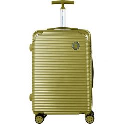 Walizka w kolorze złotym - 71 l. Żółte walizki Ines de la Fressange, bez wzorów, z materiału. W wyprzedaży za 359,95 zł.