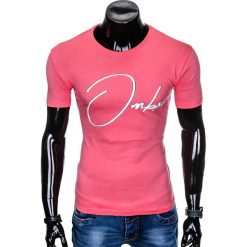 T-shirt męski z nadrukiem S989 - różowy. Różowe t-shirty męskie Ombre Clothing, s, z nadrukiem, bez kołnierzyka. Za 15,99 zł.