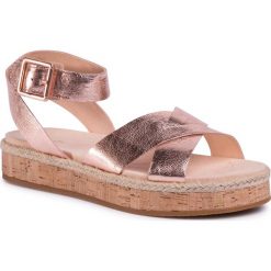 Espadryle CLARKS - Botanic Poppy 261475224 Rose Gold Lea. Różowe espadryle damskie Clarks, bez wzorów, ze skóry, bez obcasa. Za 399,00 zł.