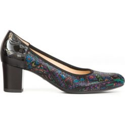 Czółenka na 5 cm słupku - skóra naturalna - model 1252 - kolor motyw aztecki. Czółenka damskie Zapato, bez wzorów, ze skóry, bez obcasa, na słupku. Za 319,00 zł.