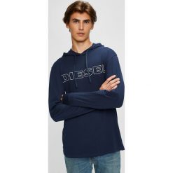 Diesel - Bluza. Niebieskie bluzy męskie Diesel, xl, z nadrukiem, z bawełny, z kapturem, bez rękawów, z kapturem. W wyprzedaży za 169,90 zł.