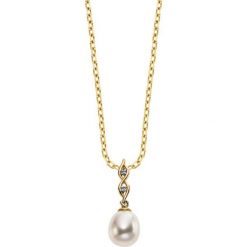 RABAT Złoty Wisiorek - złoto żółte 585, Diament 0,01ct. Żółte zawieszki damskie marki W.KRUK, z perłą, złote. W wyprzedaży za 309,00 zł.