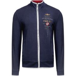 Bluza AERONAUTICA MILITARE Granatowy. Niebieskie bluzy męskie marki Aeronautica Militare, z haftami, z kontrastowym kołnierzykiem, bez rękawów, bez kaptura. W wyprzedaży za 492,00 zł.