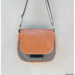 BAMBI - mała torebka - szary, granat i beż. Szare torebki klasyczne damskie Pakamera, z tkaniny, małe. Za 129,00 zł.