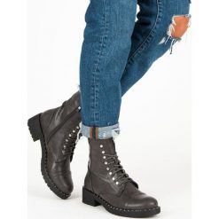 Botki damskie: SZARE BOTKI WORKERY