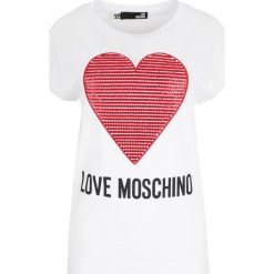 T-shirt Love Moschino. Czerwone koszulki damskie s, bez wzorów, z włoskim kołnierzykiem, bez rękawów. Za 299,00 zł.