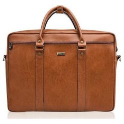 Skórzana torba męska na laptopa Solier brązowy vintage - Brązowy Vintage. Pomarańczowe torby męskie skórzane Solier, w paski, ze skóry, vintage. Za 499,99 zł.