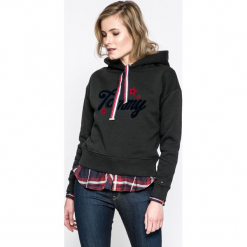 Tommy Hilfiger - Bluza Nala. Szare bluzy rozpinane damskie TOMMY HILFIGER, l, z nadrukiem, z bawełny, z kapturem. W wyprzedaży za 399,90 zł.