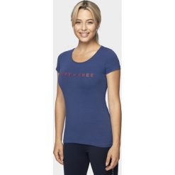 T-shirt damski TSD004 - kobalt. T-shirty damskie 4f, bez wzorów, bez kołnierzyka. W wyprzedaży za 39,99 zł.
