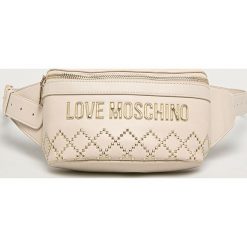 Love Moschino - Nerka. Białe nerki damskie Love Moschino, w paski, ze skóry ekologicznej, z aplikacjami. Za 589,90 zł.