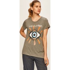 LaBellaMafia - T-shirt. Szare bluzki damskie LABELLAMAFIA, s, z nadrukiem, z elastanu, z okrągłym kołnierzem. Za 99,90 zł.