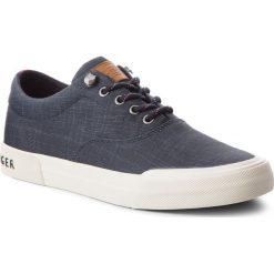 Tenisówki TOMMY HILFIGER - Heritage Washed Canvas Lace Up FM0FM01656 Midnight 403. Niebieskie półbuty męskie TOMMY HILFIGER, bez wzorów, z gumy, eleganckie, bez zapięcia. W wyprzedaży za 229,00 zł.