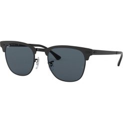 Ray-Ban - Okulary Shiny Black Top Matte Clubmaster. Niebieskie okulary przeciwsłoneczne damskie Ray-Ban, bez wzorów, z materiału, z okrągłym kołnierzem. W wyprzedaży za 479,90 zł.