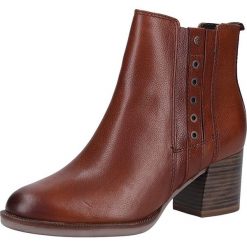 Skórzane botki w kolorze brązowym. Pomarańczowe botki damskie Tamaris, Caprice, Marco Tozzi, s.Oliver, bez obcasa, na obcasie, bez zapięcia. W wyprzedaży za 265,95 zł.