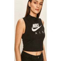 Nike - Top. Czarne topy damskie Nike, m, z nadrukiem, z elastanu, z golfem. W wyprzedaży za 129,90 zł.