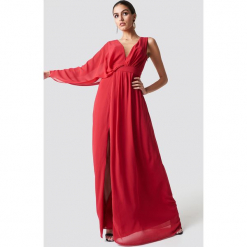 Trendyol Sukienka maxi z jednym rękawem - Red. Czerwone sukienki damskie Trendyol, bez wzorów, z poliesteru, z dekoltem na plecach, bez rękawów, maxi. Za 242,95 zł.
