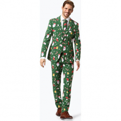 OppoSuits - Garnitur męski z krawatem – Santaboss, zielony. Zielone garnitury marki QUECHUA, m, z elastanu. Za 379,95 zł.