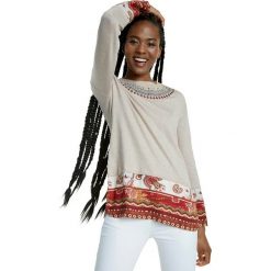 Desigual Sweter damski Nagar 20SWJFA6 XL beżowy. Brązowe swetry damskie Desigual, xl, z haftami, eleganckie, bez rękawów, bez kaptura. Za 439,00 zł.