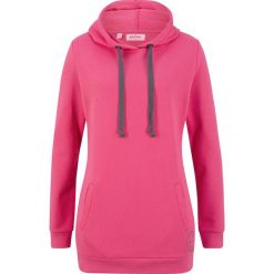 Długa bluza z kapturem, długi rękaw bonprix różowy. Różowe bluzy damskie bonprix, z nadrukiem, z długim rękawem, długie, z kapturem. Za 79,99 zł.