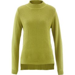 Swetry damskie: Sweter ze stójką i strukturalnym wzorem bonprix zielony kaktus