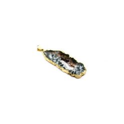 Naszyjnik Plaster Geody Agatu Naturalny złoto. Szare naszyjniki damskie Brazi druse jewelry, na imprezę, pozłacane. Za 170,00 zł.
