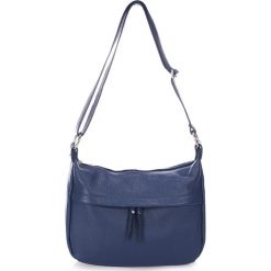 Torebki klasyczne damskie: Skórzana torebka w kolorze granatowym – 32 x 23 x 12 cm
