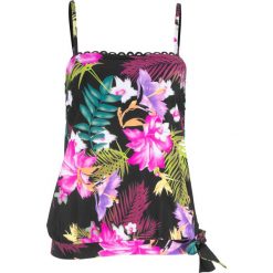 Top plażowy tankini bonprix czarny z nadrukiem. Czarne stroje kąpielowe damskie bonprix, z nadrukiem. Za 79,99 zł.