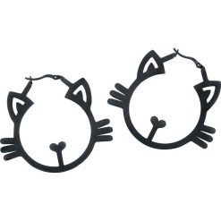 Kolczyki damskie: Wildcat Meow Hoops Kolczyki czarny