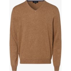 Andrew James - Sweter męski z czystego kaszmiru, beżowy. Brązowe swetry męskie Andrew James, xl, bez wzorów, z kaszmiru, z dekoltem w serek, bez kaptura. Za 599,95 zł.