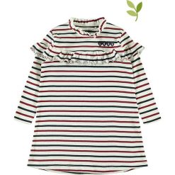 Sukienka "Stripe" w kolorze biało-granatowym. Niebieskie sukienki niemowlęce name it girls, w paski, z bawełny, bez rękawów, midi, rozkloszowane. W wyprzedaży za 35,95 zł.