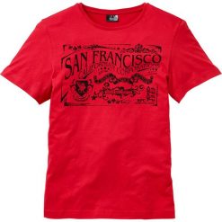 T-shirt z nadrukiem bonprix czerwony. Czerwone koszulki męskie bonprix, xl, z nadrukiem, bez kołnierzyka. Za 34,99 zł.