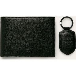 Emporio Armani - Portfel skórzany. Czarne portfele męskie Emporio Armani, bez wzorów, ze skóry. Za 659,90 zł.