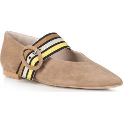 Buty damskie. Brązowe baleriny damskie Wittchen, w paski, ze skóry, bez obcasa, na obcasie. W wyprzedaży za 369,90 zł.