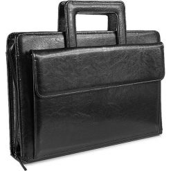 Biwuar aktówka unisex na dokumenty ze skóry ekologicznej DAN-A D30 czarny. Czarne aktówki męskie DAN-A, bez wzorów, ze skóry ekologicznej, eleganckie, bez dodatków. Za 109,99 zł.