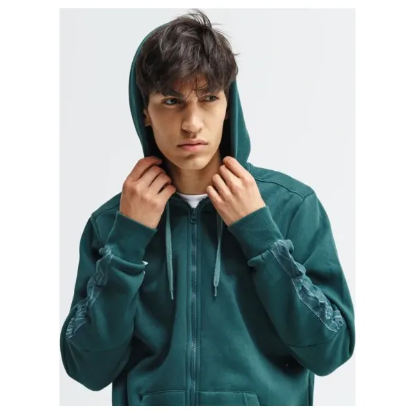 Umbro Bluza Fz Fleece With Cuff Taping , zielony, rozmiar S. Zielone bluzy męskie Umbro, s, bez wzorów, z bawełny, sportowe, z kapturem, bez rękawów, z kapturem. W wyprzedaży za 103,99 zł.