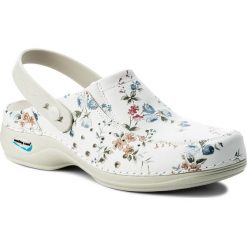 Klapki NURSING CARE - Berlin WG4APF1 Flowers. Białe klapki damskie marki Nursing Care, ze skóry ekologicznej. Za 289,00 zł.